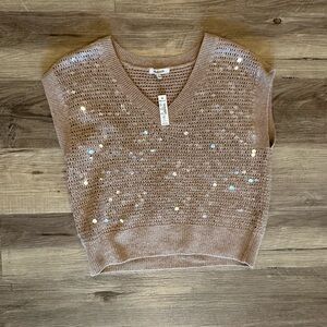 Madewell Sequin Embellished Sleeveless Sweater Vest